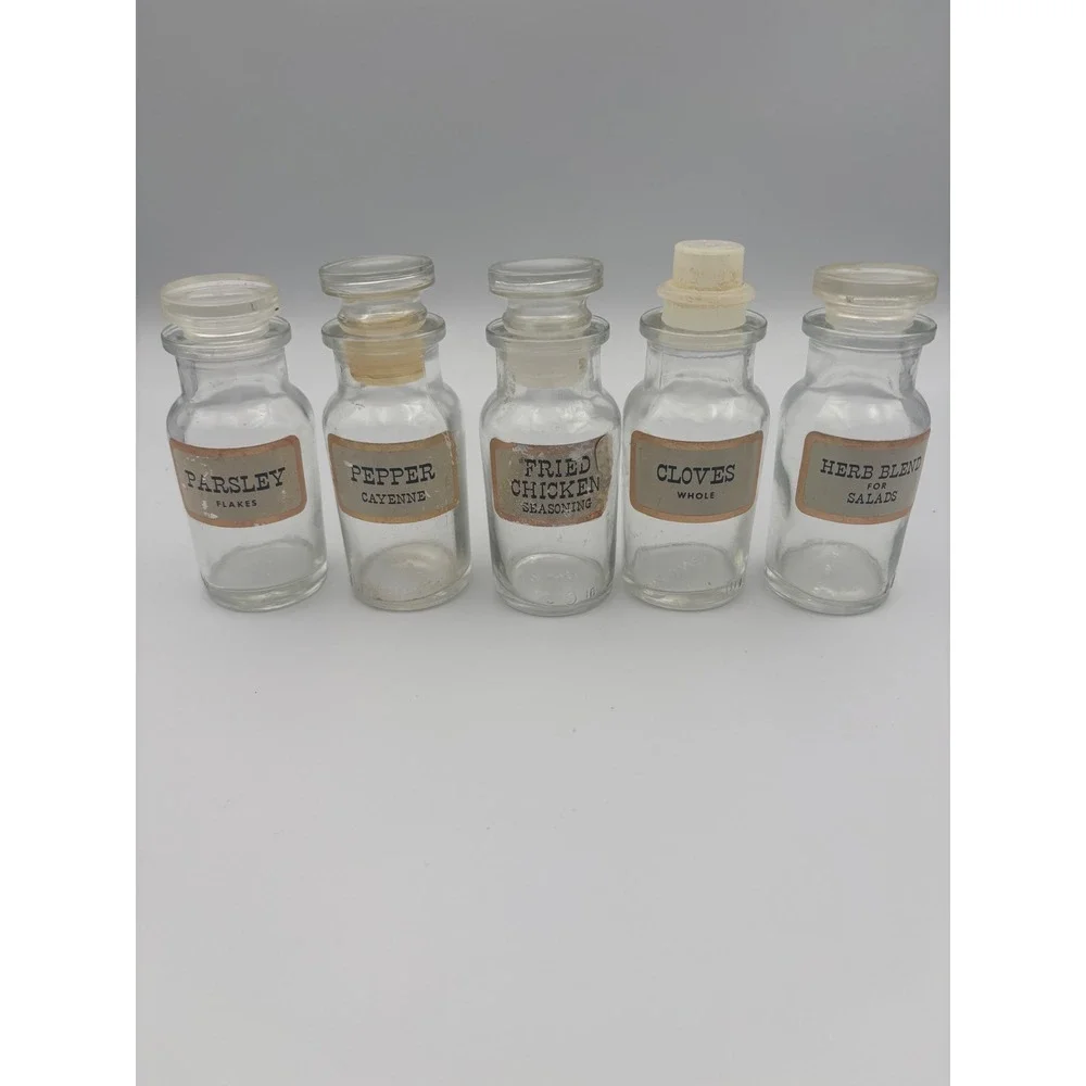 Vintage John Wagner & Sons Glass Spice Jars Apothecary Bottles Set of 11 Labels